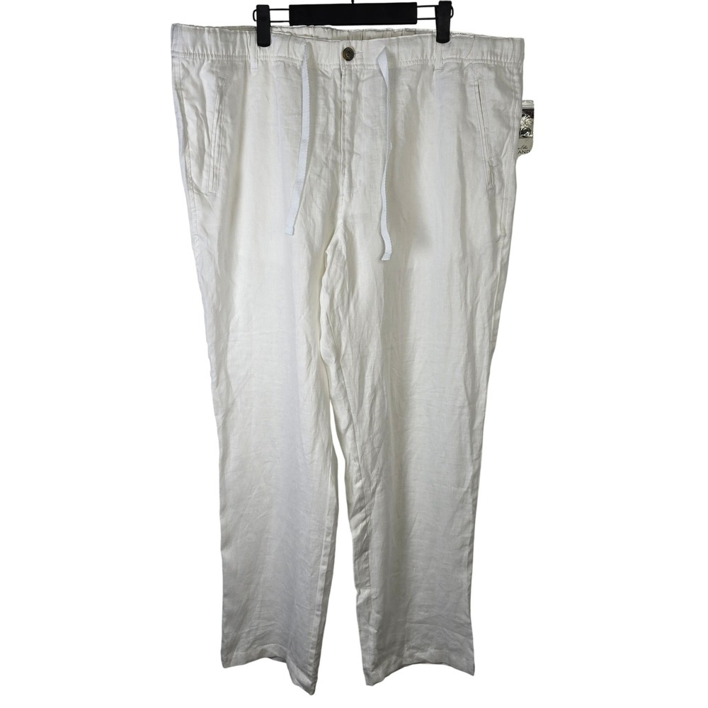 Tasso Elba Island XXL White Linen Drawstring Pants Womenswear